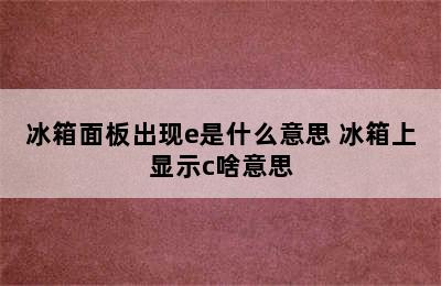 冰箱面板出现e是什么意思 冰箱上显示c啥意思